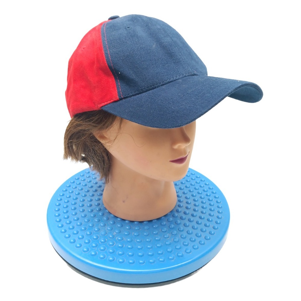 Red & Blue Heavy Brushed Cotton 6 Panel Low Profile Two Tone Baseball Cap Hat